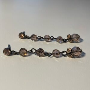 Pink Champagne Crystal and Beaded Dangle Earrings